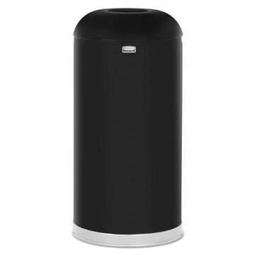 Rubbermaid® Commercial Round Top Open Top Waste Receptacle, 15 Gal, 15" Diameter, Black, Steel freeshipping - TVN Wholesale
